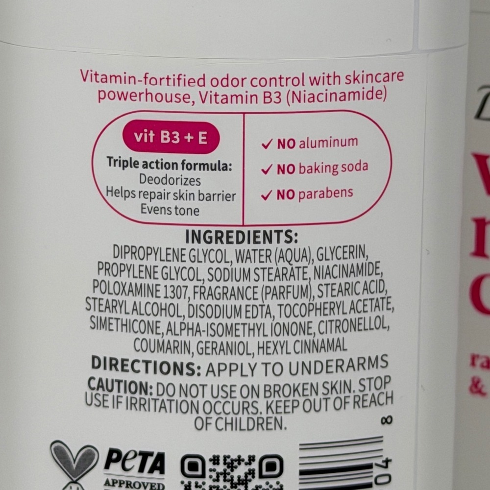 Dove VitaminCare+ Deodorant Raspberry & Rose Aluminum Free 2.6 oz 3 Pack Women's - Picture 5 of 6